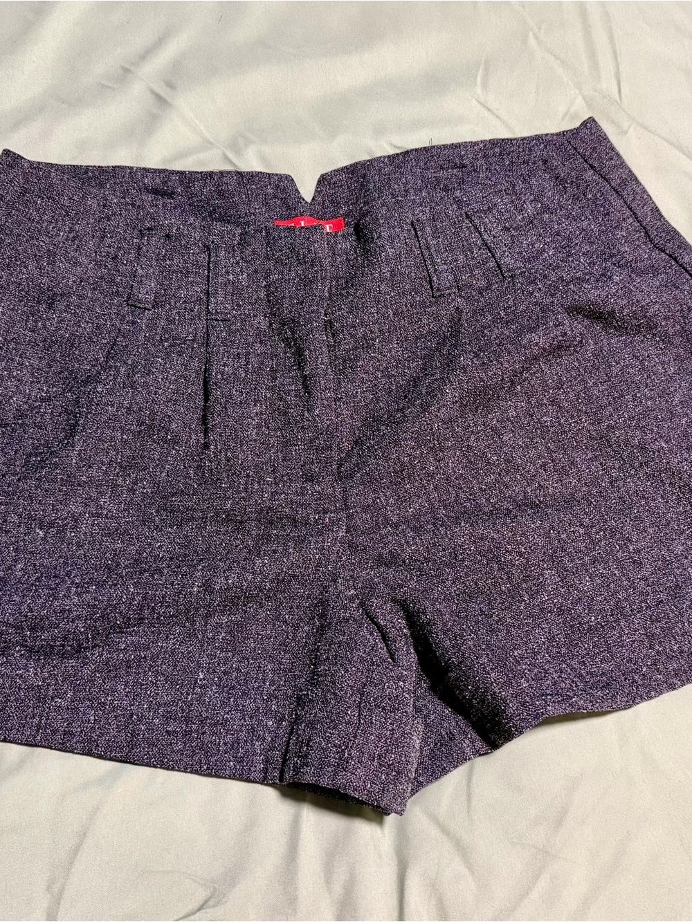 Elle High-Waist Textured Purple Dress Shorts